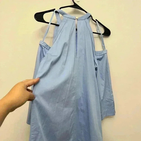 Ted Baker Jettas Embroidered Cold  Shoulder Dress Baby Blue Size 1 - Picture 8 of 16